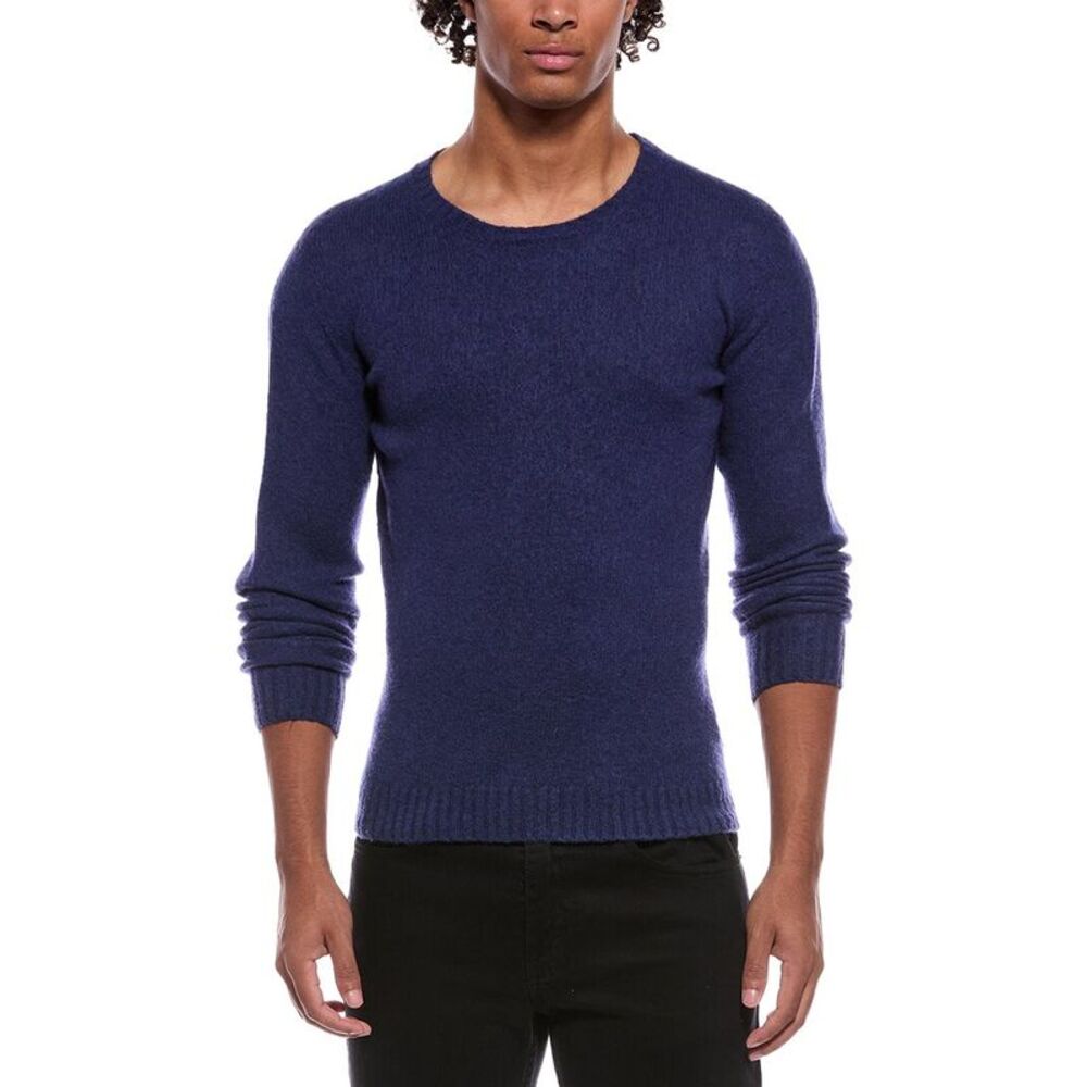 Slowear Mens Wool Crewneck Sweater, Blue